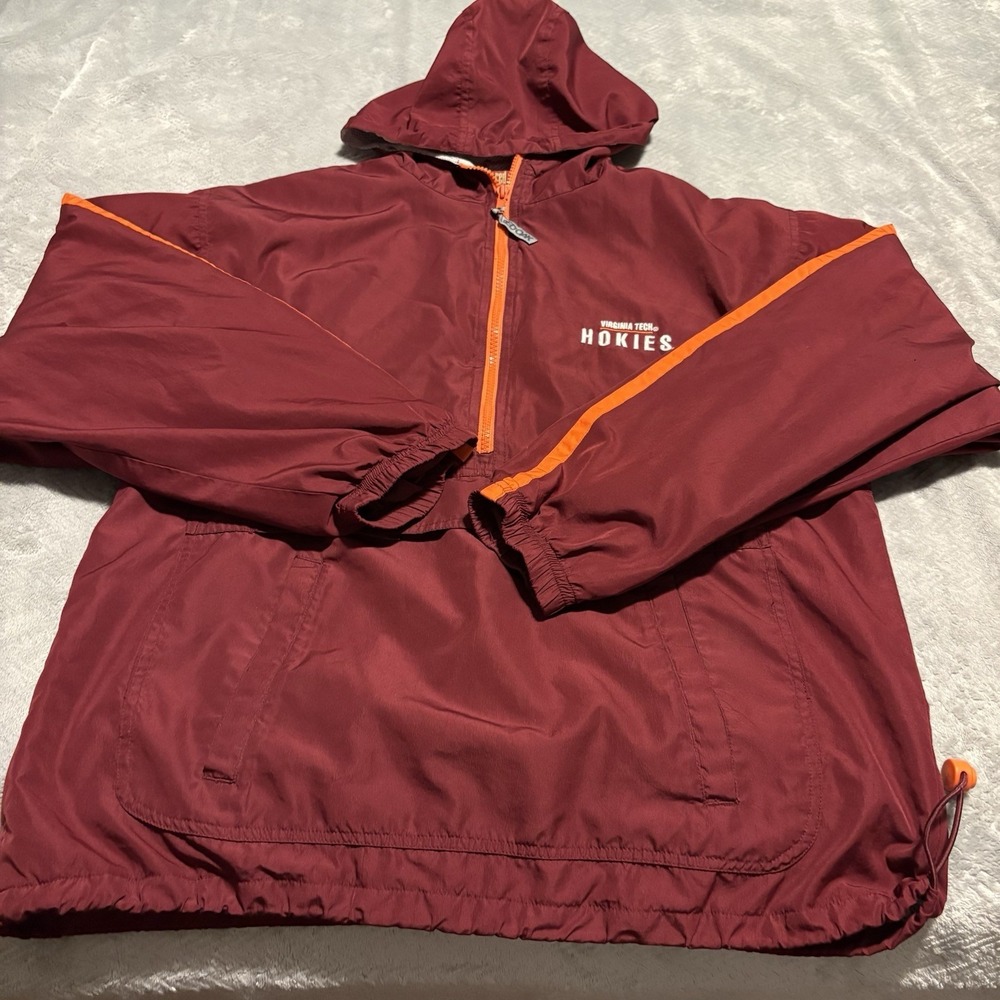 Red Oak Virginia Tech Womens Size Medium Windbreaker Jacket Maroon and Orange
